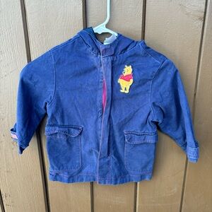 The Disney Store Vintage Winnie The Pooh Hooded Jacket Toddler Size 4T Navy Blue
